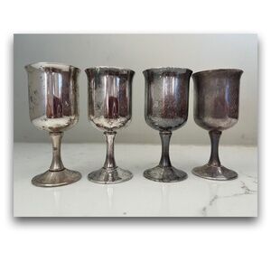 Set of 4 mini silver plated goblets